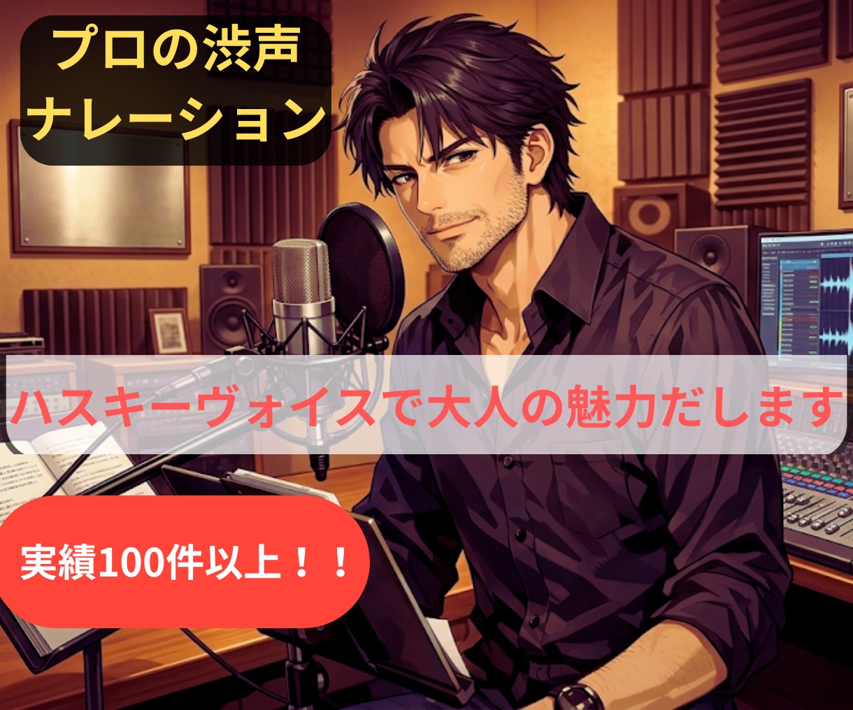 漫画動画・広告向け男性ボイス収録します 渋さも明るさも、幅広く演じる宅録声優 イメージ1