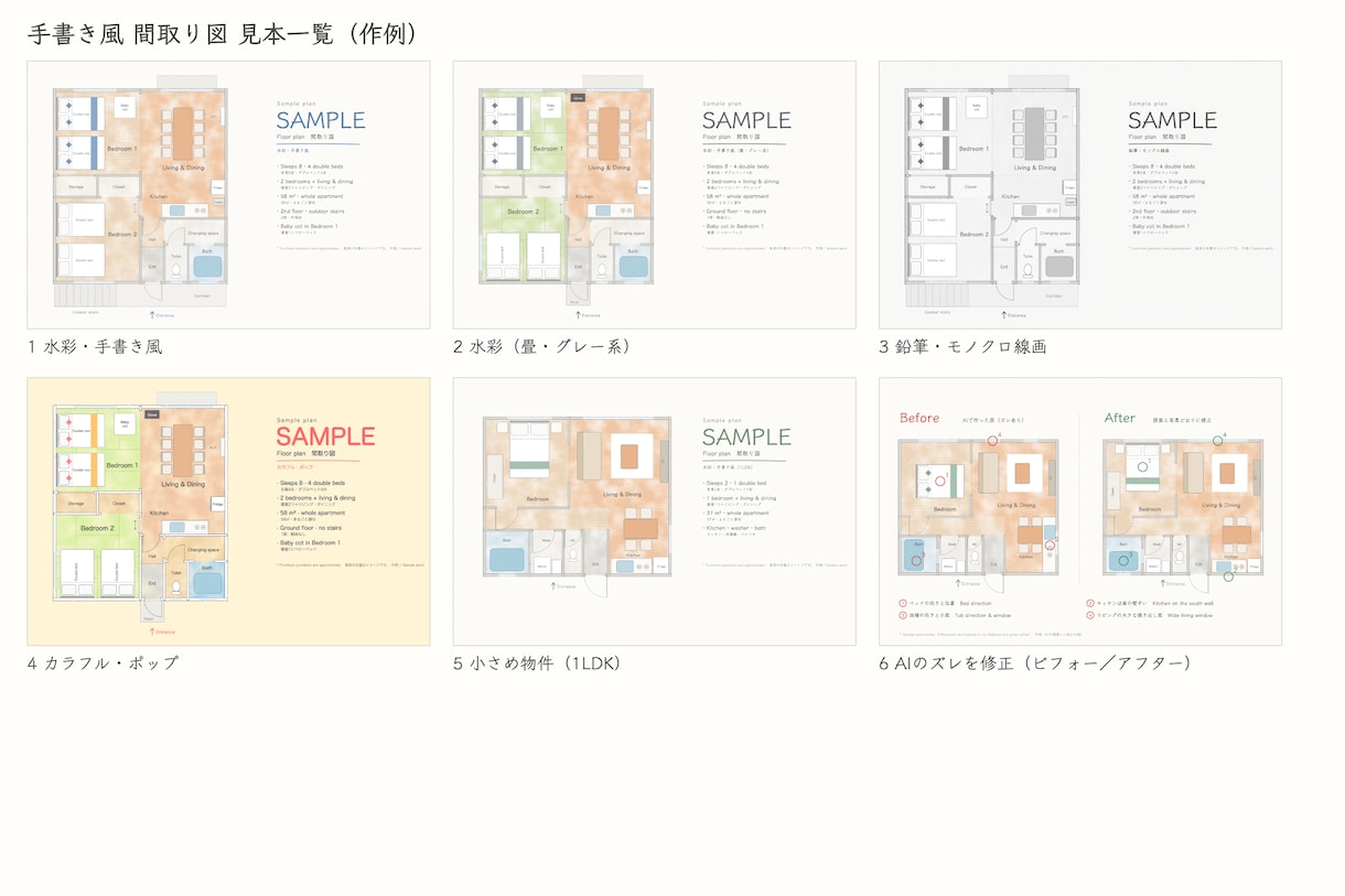 民泊リスティング作成と手書き風間取り図を制作します 現役スーパーホストが、魅力が伝わる掲載ページを仕上げます イメージ1