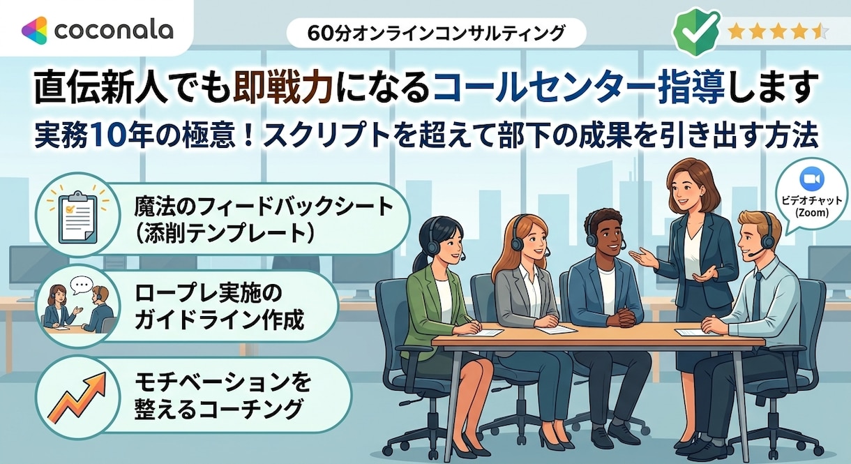 直伝新人でも即戦力になるコールセンター指導します 実務10年の極意！スクリプトを超えて部下の成果を引き出す方法 イメージ1
