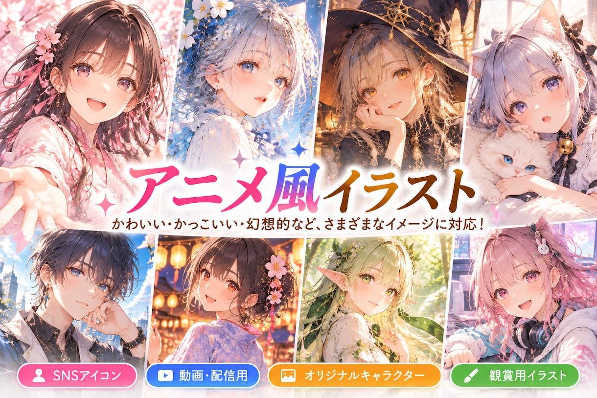 多彩な画風でオリジナルAIイラストを制作します アニメ風・水彩画風・油絵風に対応！商用利用可・背景透過可 イメージ4