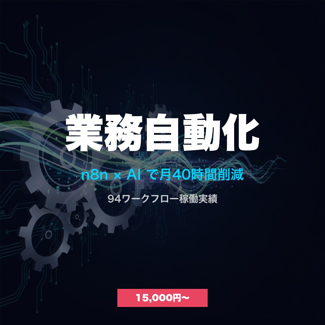 AI×n8nで業務を完全自動化します 毎日の繰り返し作業、まだ手動でやっていますか？ イメージ1