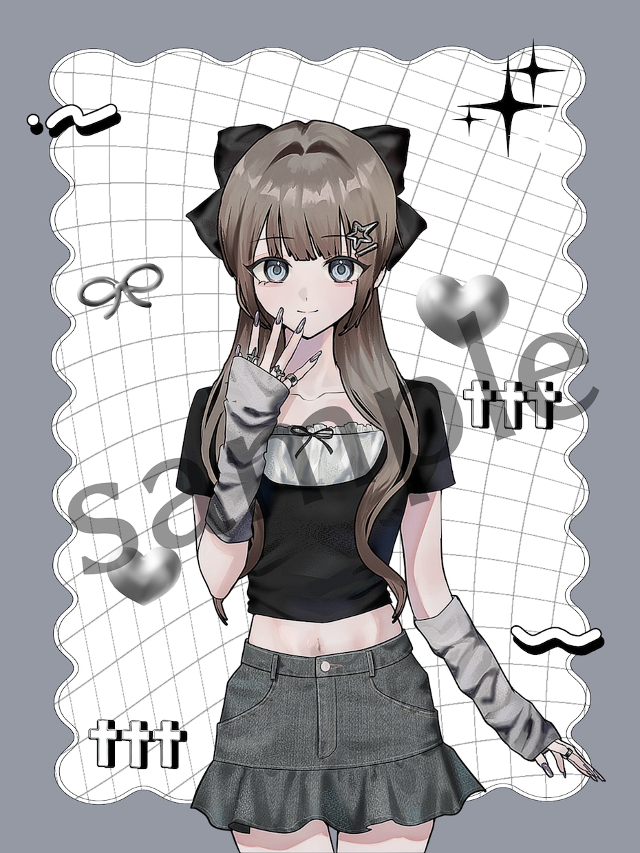 シンプル簡易版！Y2K風量産イラストお描きします 髪型をセレクトするシンプル簡易版です イメージ1