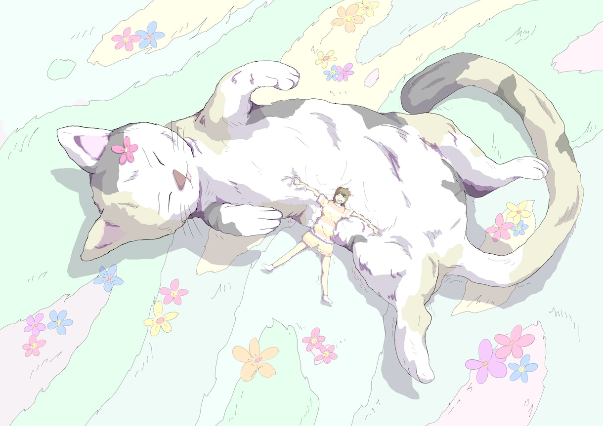 雰囲気のあるイラストを描きます 頑張ってエモい雰囲気出します。でかいねことか描きます。 イメージ1