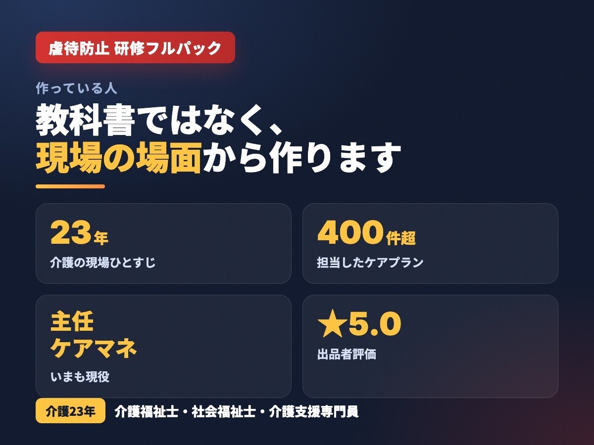 介護・障害福祉の虐待防止研修フルパックを作ります 運営指導で示せる｜台本・テスト・記録簿まで完結 イメージ3