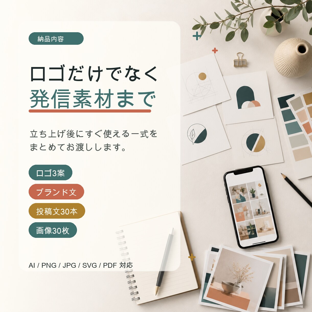 ロゴとSNS投稿1ヶ月分をまとめて作ります 納品後の発信に迷わない、立ち上げブランド専用パッケージ イメージ2