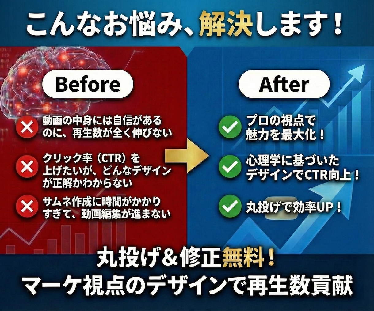クリック率UP！YouTubeサムネイルを作ります 丸投げ＆修正無料！マーケ視点のデザインで再生数貢献 イメージ2