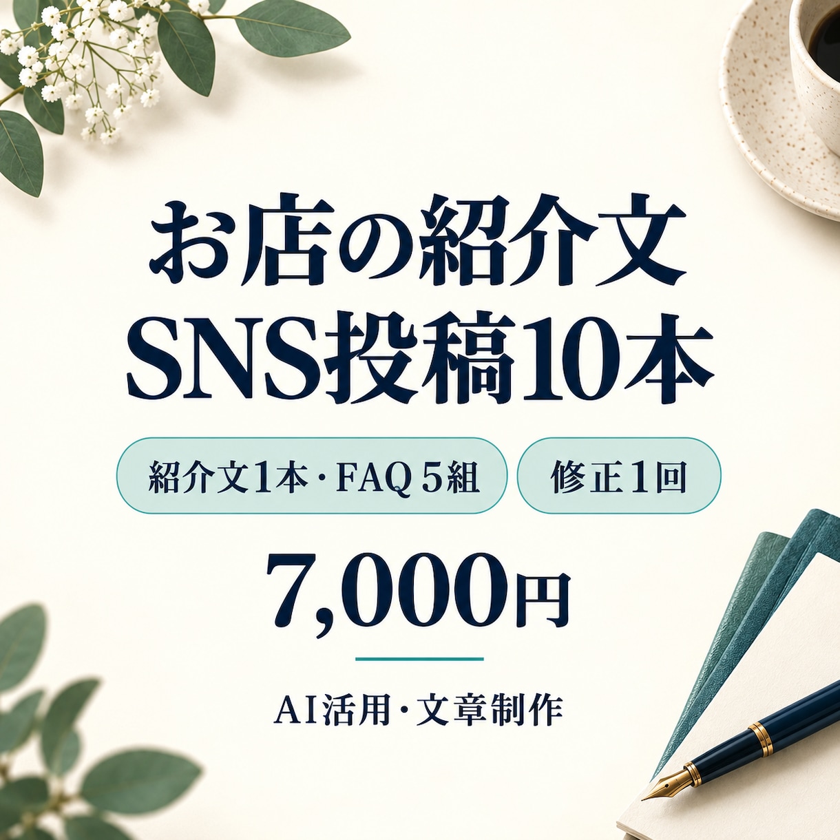 店舗紹介文とSNS投稿10本を作成します 紹介文・投稿10本・FAQを一式で。修正1回付き イメージ1