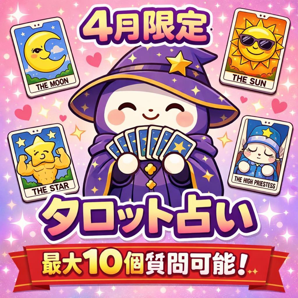 4月限定//タロット占い質問最大10個！占います 1質問100円最大10個の質問をタロットで占います。 イメージ1