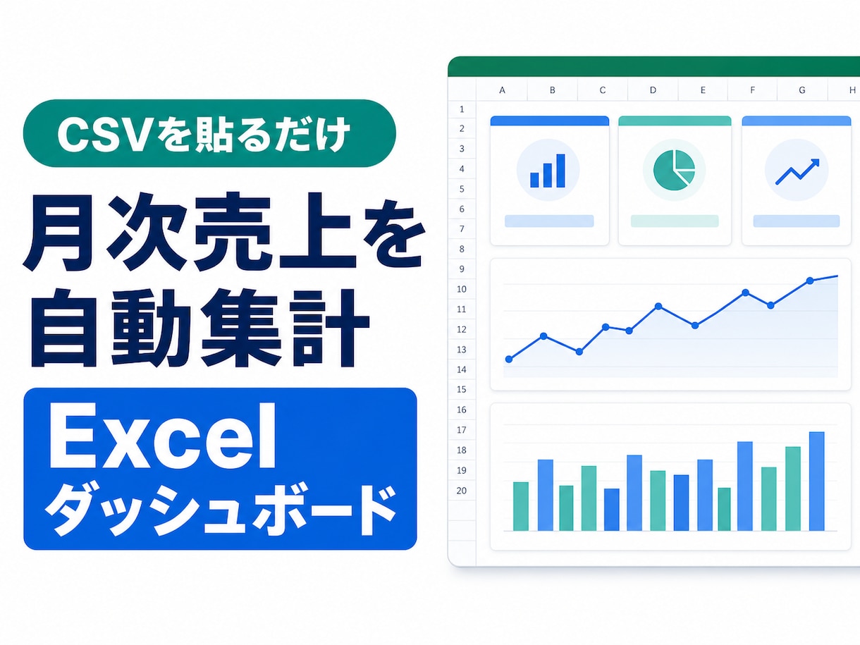 CSV貼付で売上集計表を作ります 毎月の集計を自動化し、グラフまで見える化します イメージ1