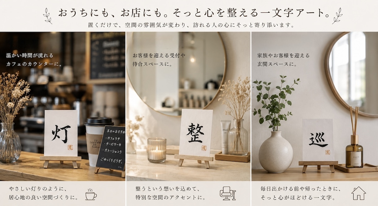 一文字の筆文字アート製作いたします 手のひらにおさまる、ちいさな一文字の書。 イメージ4