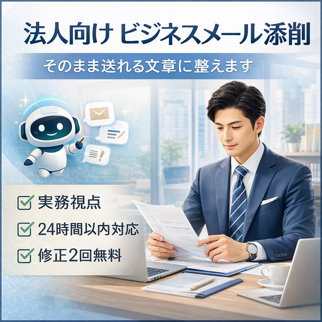 ビジネスメールを丁寧で伝わる文章に添削します 現役会社役員が実務視点でそのまま送れる文章に整えます イメージ1