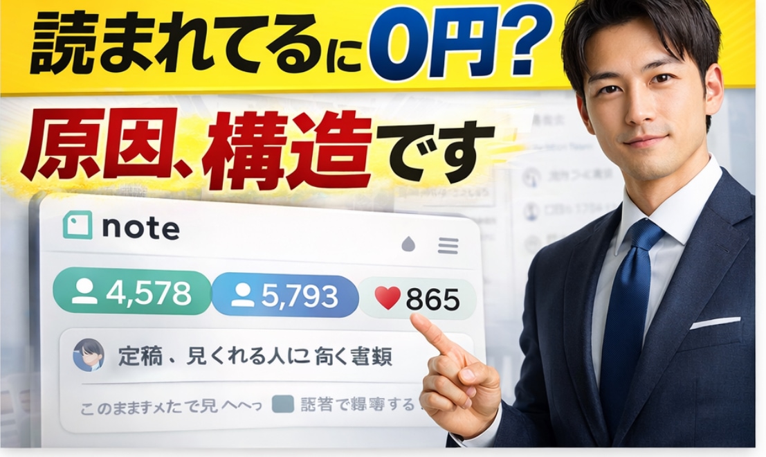 noteで収益0円から抜けさせます 読まれてるのに売れない人へ｜原因は構造です イメージ1
