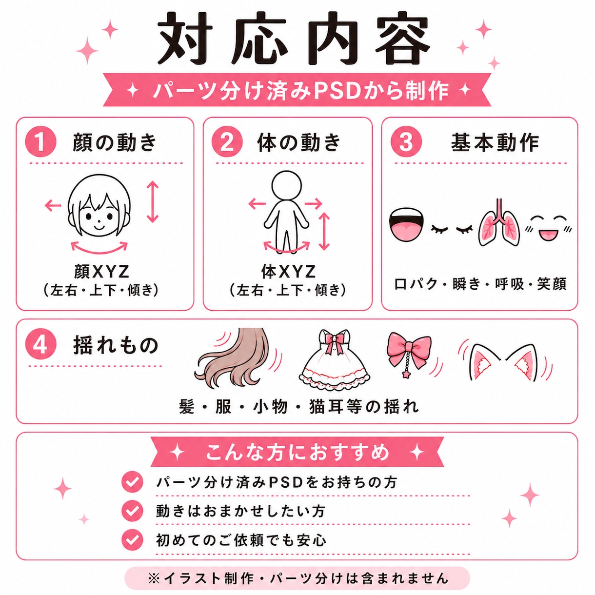全身Live2Dモデリング制作します 全身XYZ対応！初心者様歓迎◎ イメージ2