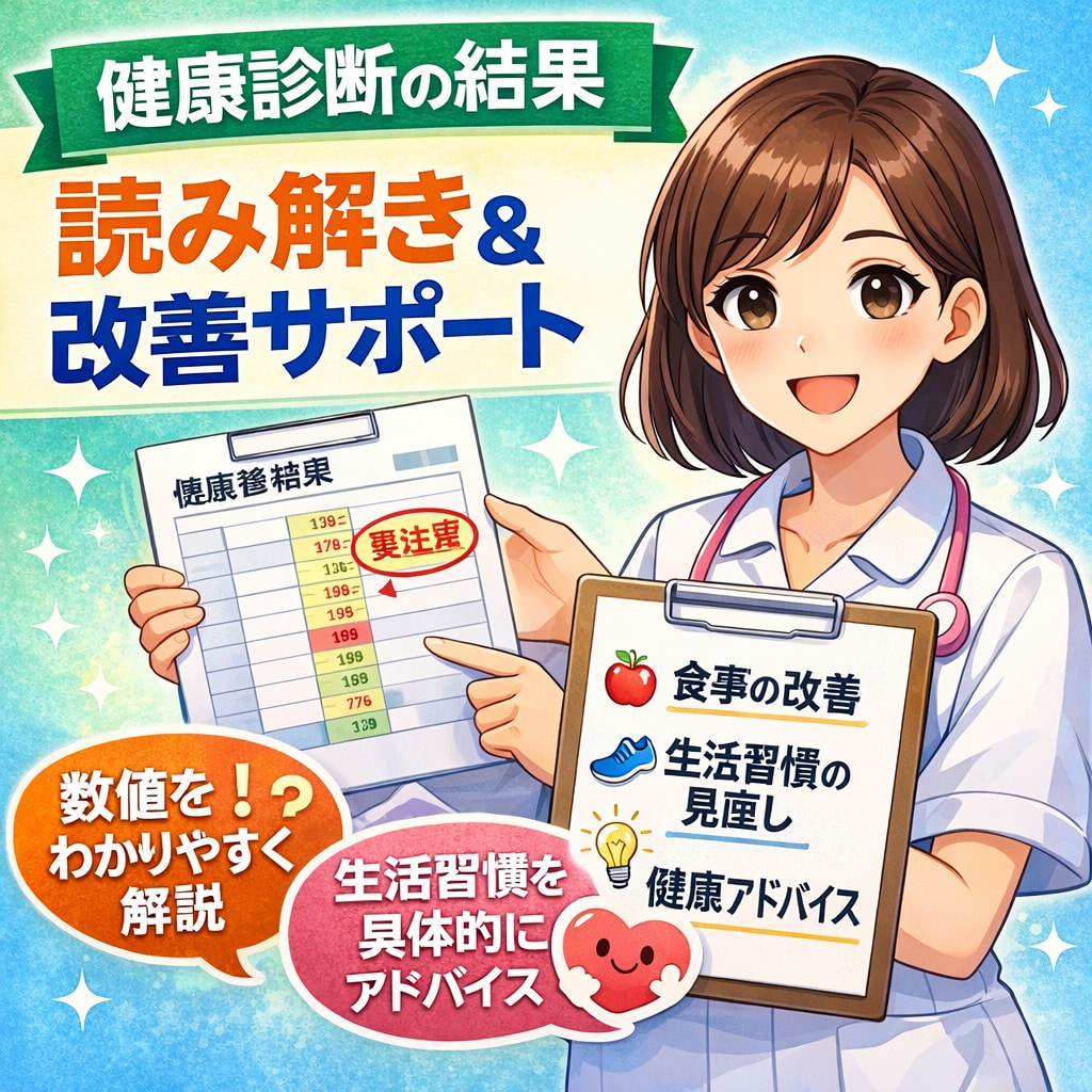 健診結果を解説＆改善アドバイスします 少しずつ無理なく改善していきましょう イメージ1