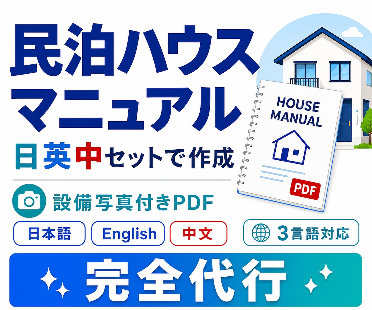 民泊ハウスマニュアルを日英中セットで作成します 設備写真付きPDF・100物件以上対応のプロが完全代行 イメージ1