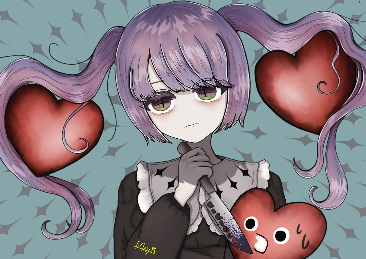 商用可◎背景つきイラストかきます 病みかわいい、ダークポップなイラストが得意です イメージ4