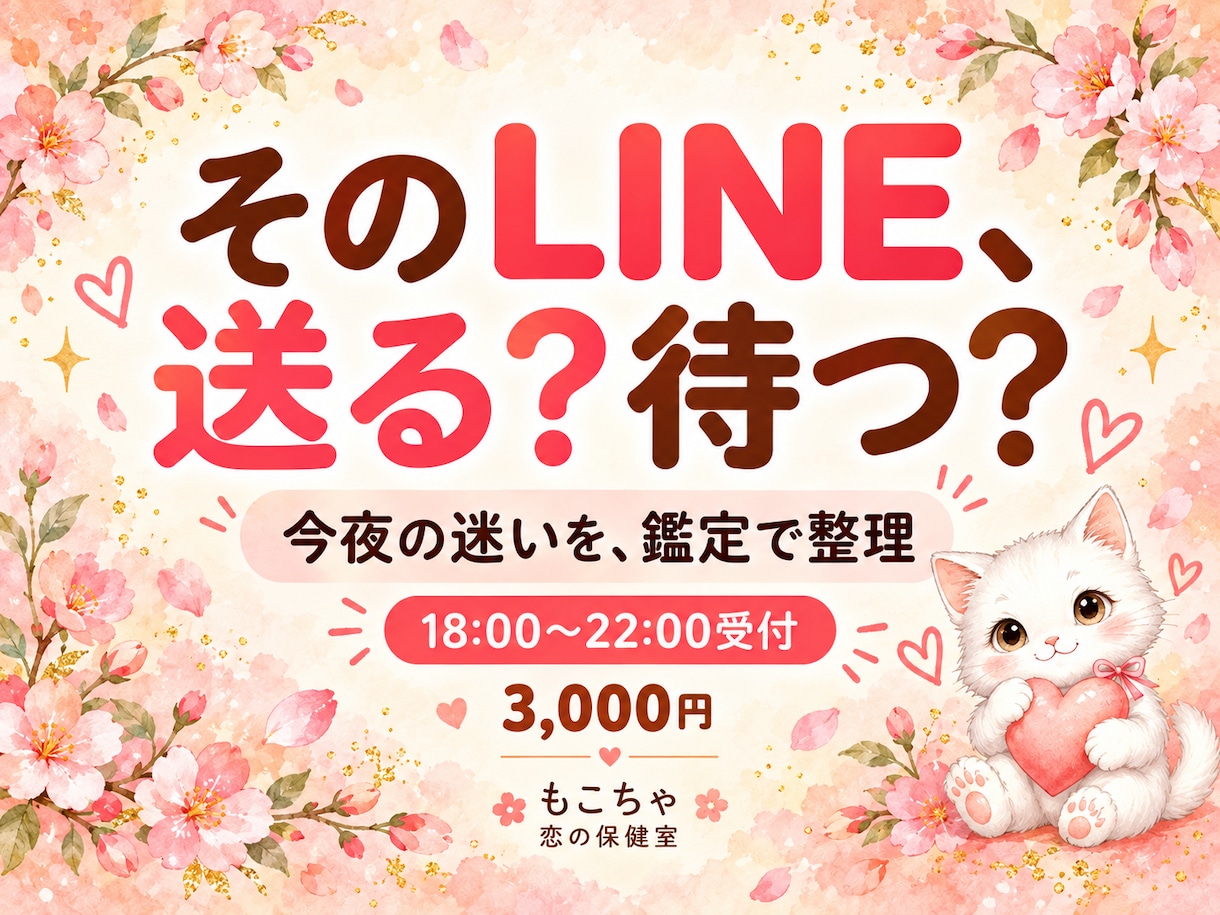 LINEする？待つ？今夜の選択肢を占います 18〜22時受付｜彼の気持ちと、今できることをお伝えします イメージ1
