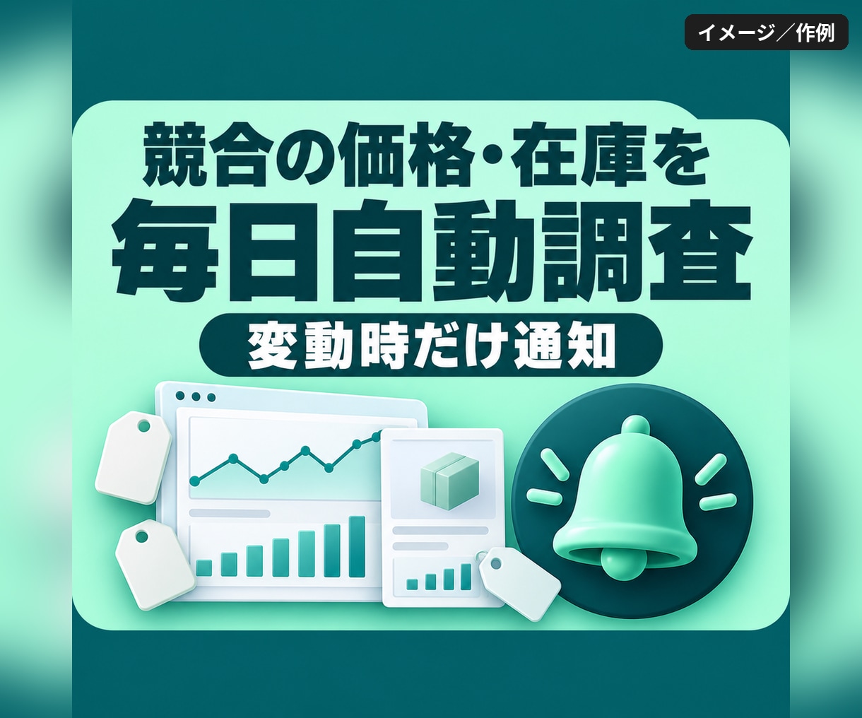 競合の価格と在庫を毎日自動で調査します スプレッドシートに自動記録、変動時だけ通知 イメージ1
