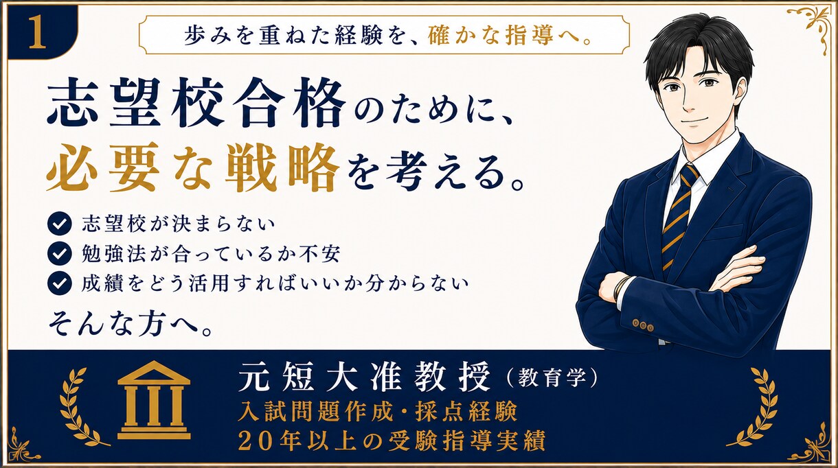 元准教授が受験戦略・志望校相談に乗ります 入試問題作成・採点経験から最適な受験戦略を提案します イメージ1