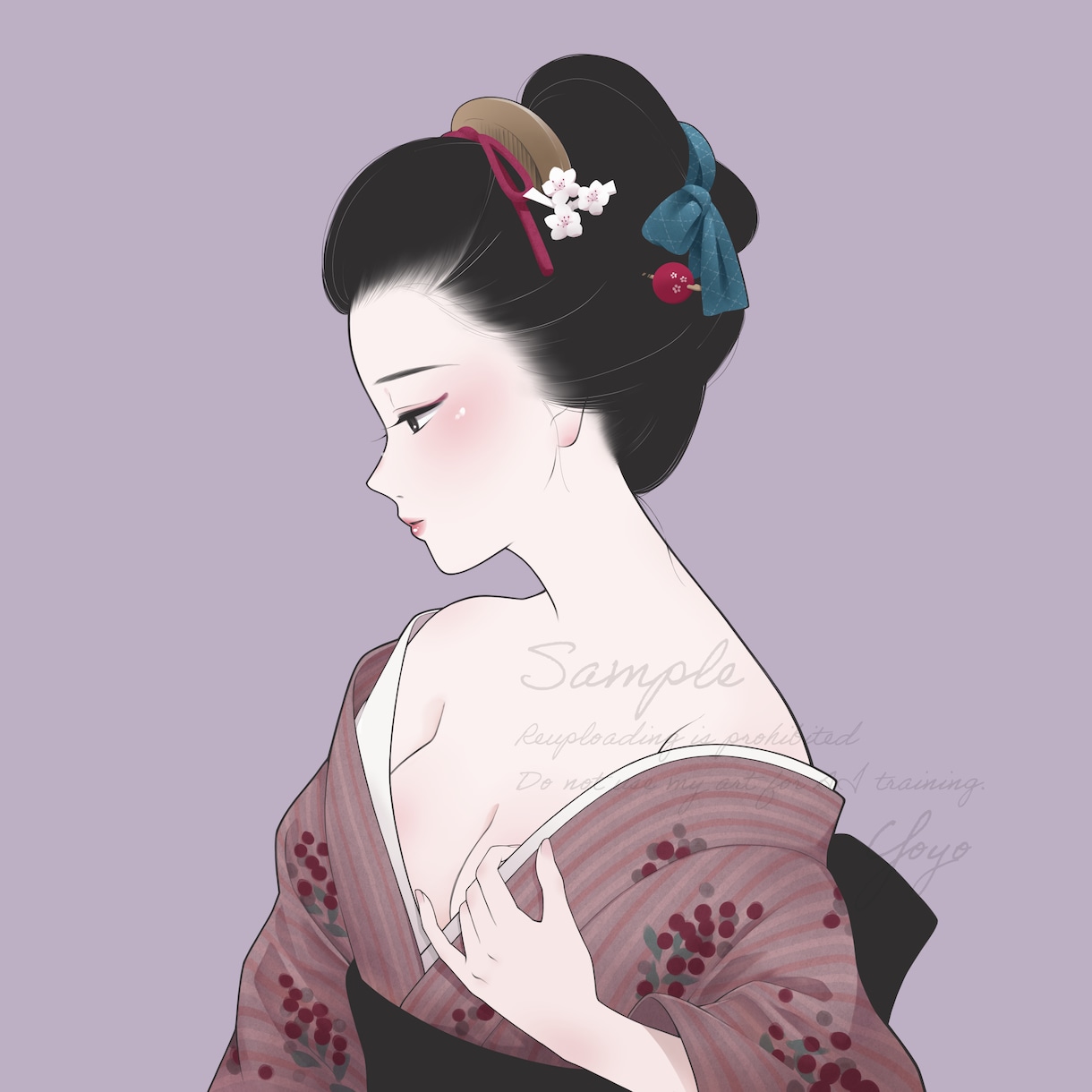 和風・和服専門｜儚げで凛とした人物イラスト描きます 〖商用無料〗SNS・YouTubeアイコンなど多用途OK イメージ4