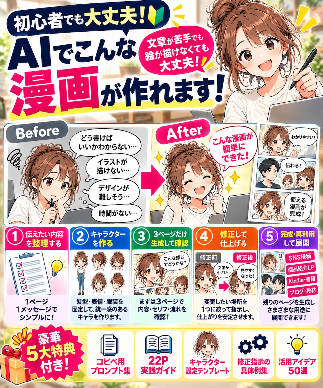 初心者が原稿からAI漫画自動作成ガイド提供します SNS・LP・Kindle・幅広く使えるテンプレ丸ごと収録 イメージ10
