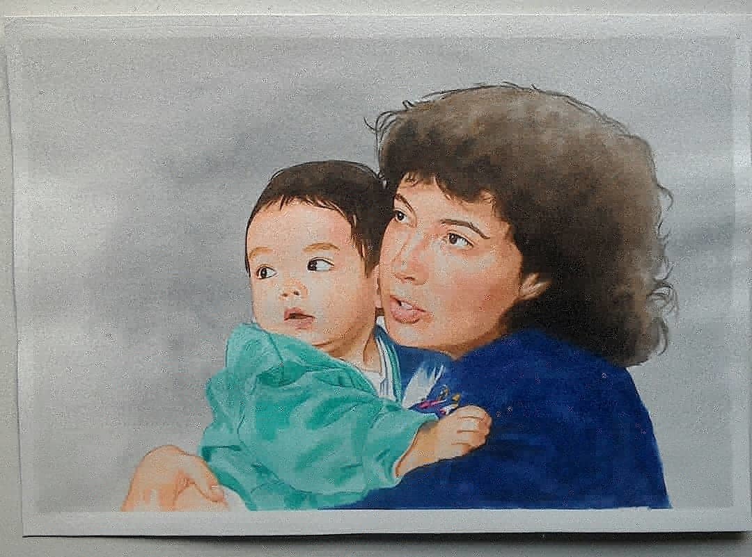 写真をもとに人物、ペットの似顔絵を描きます 透明水彩絵の具で厚めの水彩紙にポートレートを描きます。 イメージ6