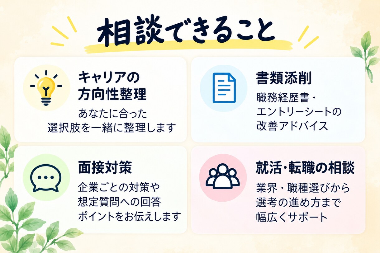 現役キャリアアドバイザーがキャリア相談にのります 新卒〜50代対応｜就活・転職・キャリアを一緒に整理 イメージ4