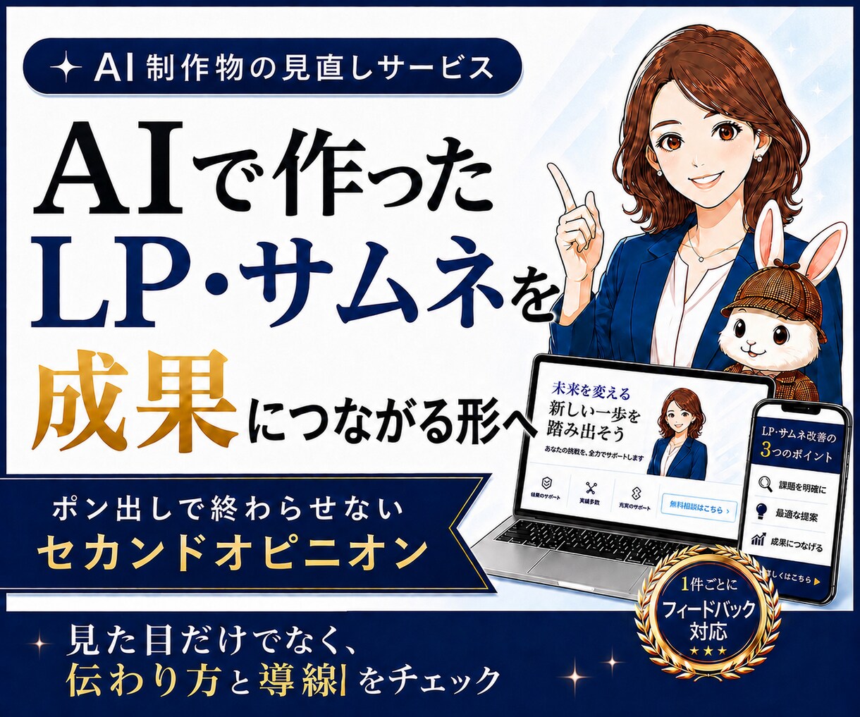 AIポン出し画像・LPの改善点を診断します AIで生成した画像が成果にならない・診断形式で見える化します イメージ1