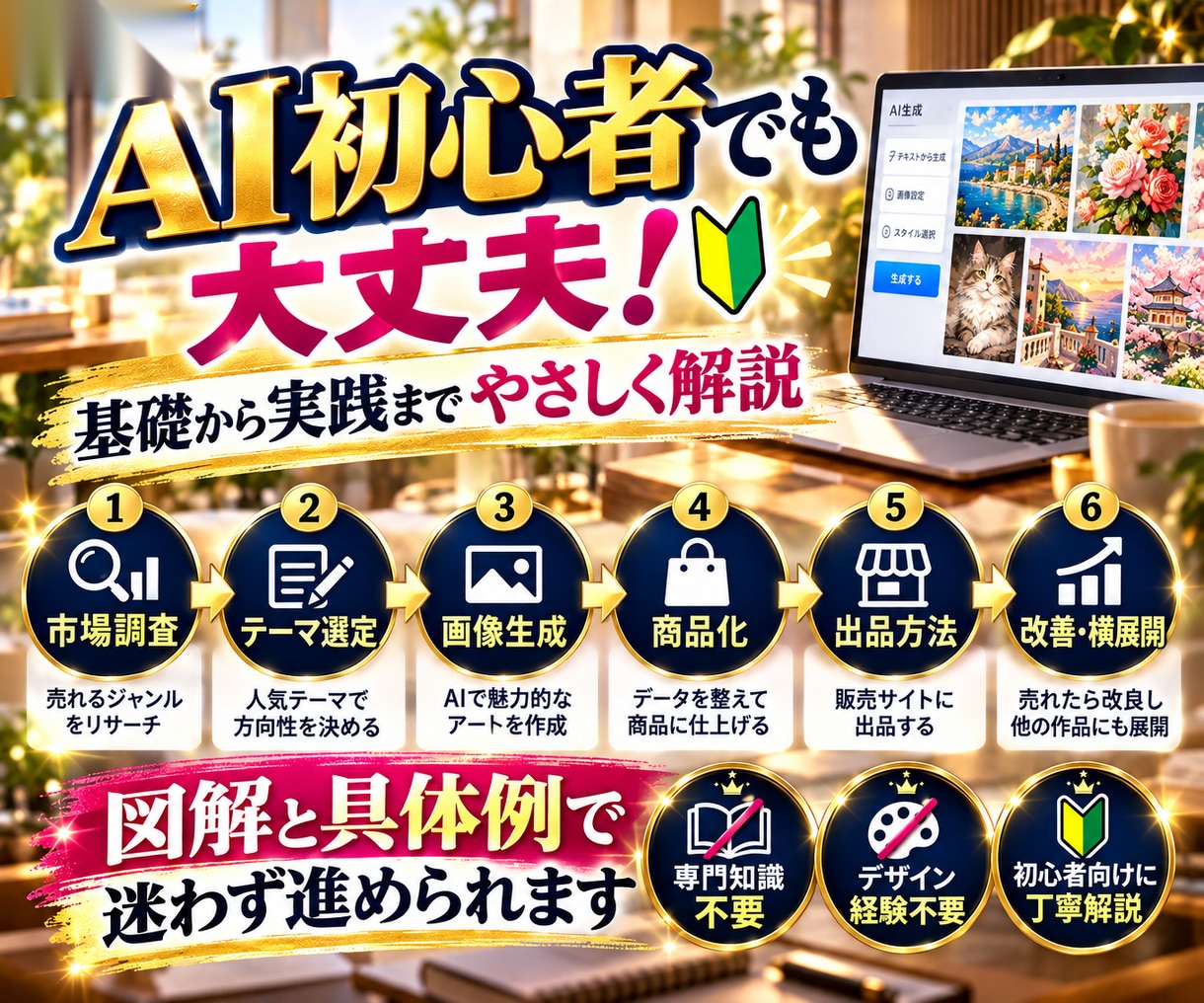 AIで海外デジタルアート副業を始められます 在庫・発送なし。AIで作る海外向けデジタル商品無在庫販売 イメージ4