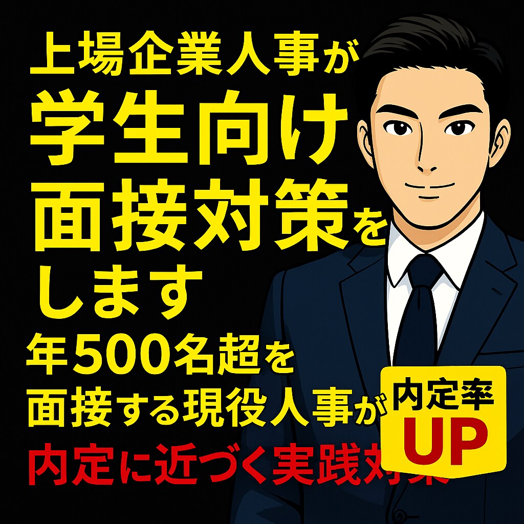 上場企業人事が学生向け面接対策をします 年500名超を面接する現役人事が内定に近づく実践対策を提供中 イメージ1