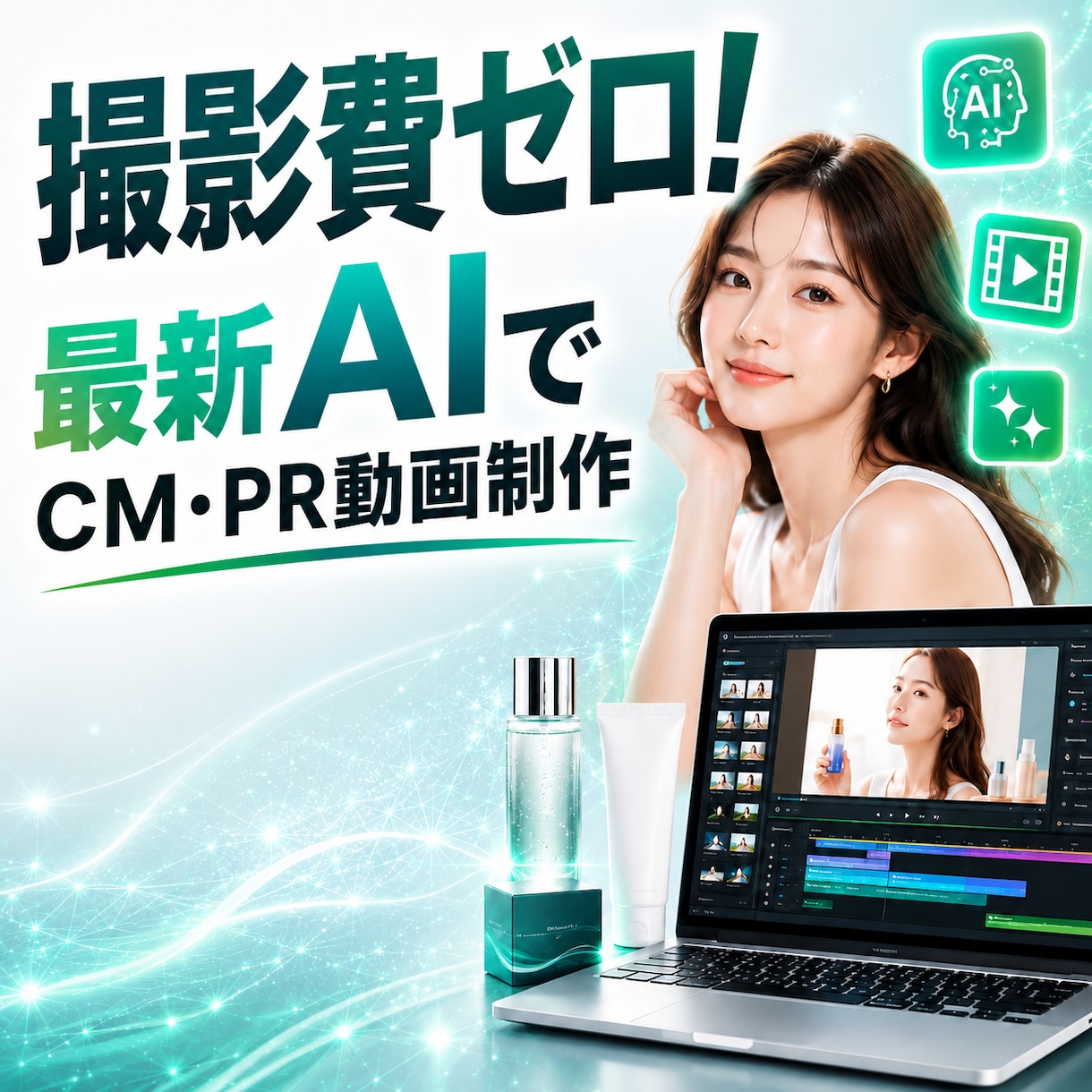 撮影費ゼロ！最新AIでCMやPR用動画を制作します 専属AIモデル起用や企画丸投げOK！SNS広告に最適 イメージ1