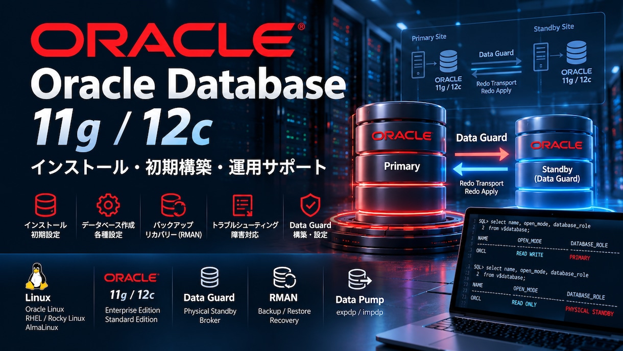 Oracle DBの構築・設定を支援しますます 11g・12c対応／Data Guard構築もご相談可能 イメージ1