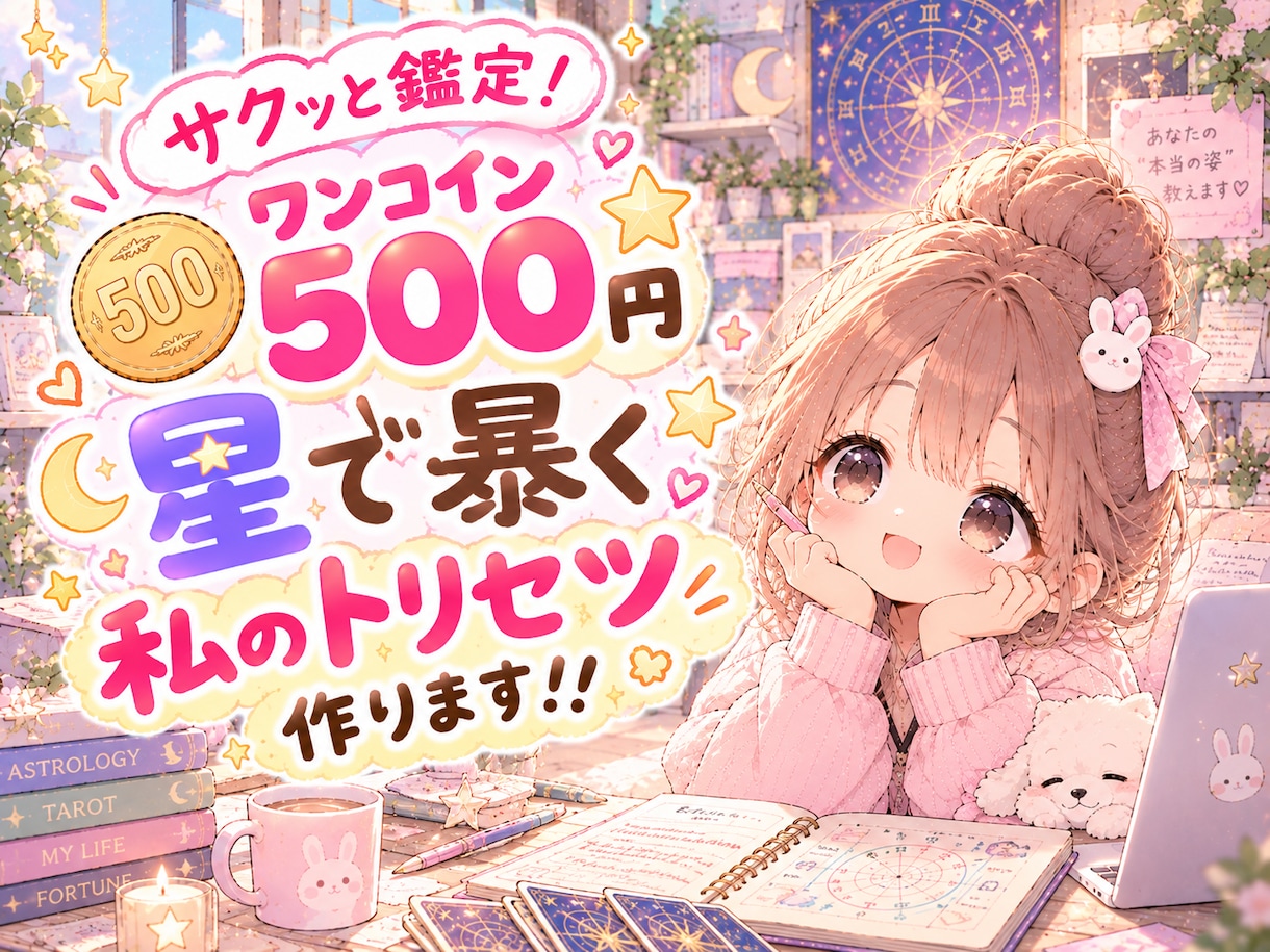 ワンコイン500円＊星で暴く私のトリセツ作ります 周りと比べてしまうあなた＊星が明かす無意識の天才性と愛され力 イメージ1