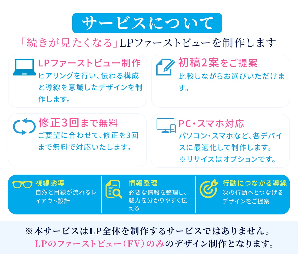 売れる導線を意識したLPファーストビュー制作します 伝わる構成と視線誘導で行動につながるデザインをご提案します イメージ3