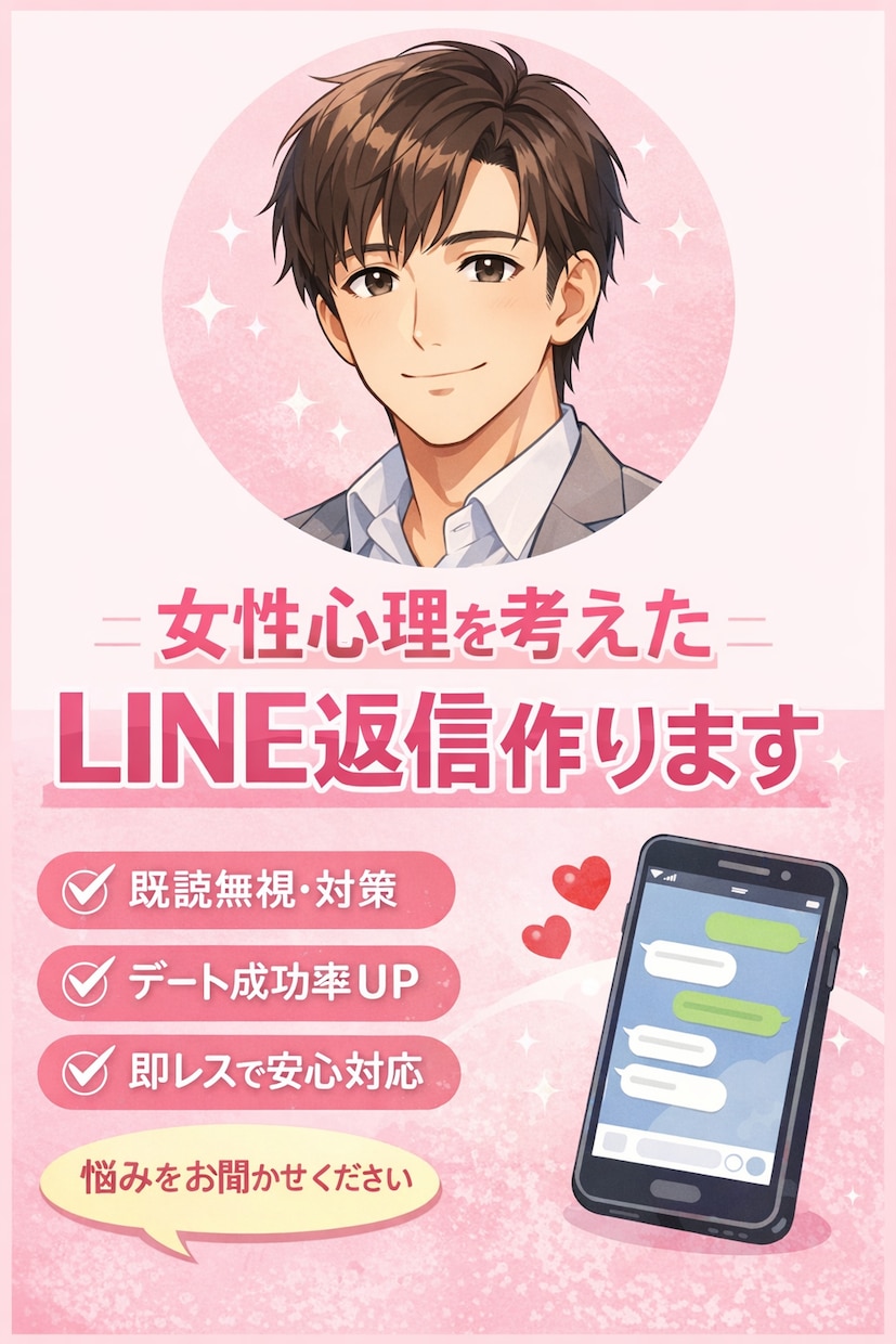 女性心理を考えたLINE返信代行します 既読無視・脈あり判定OKマチアプやデートでのご相談もOK イメージ1