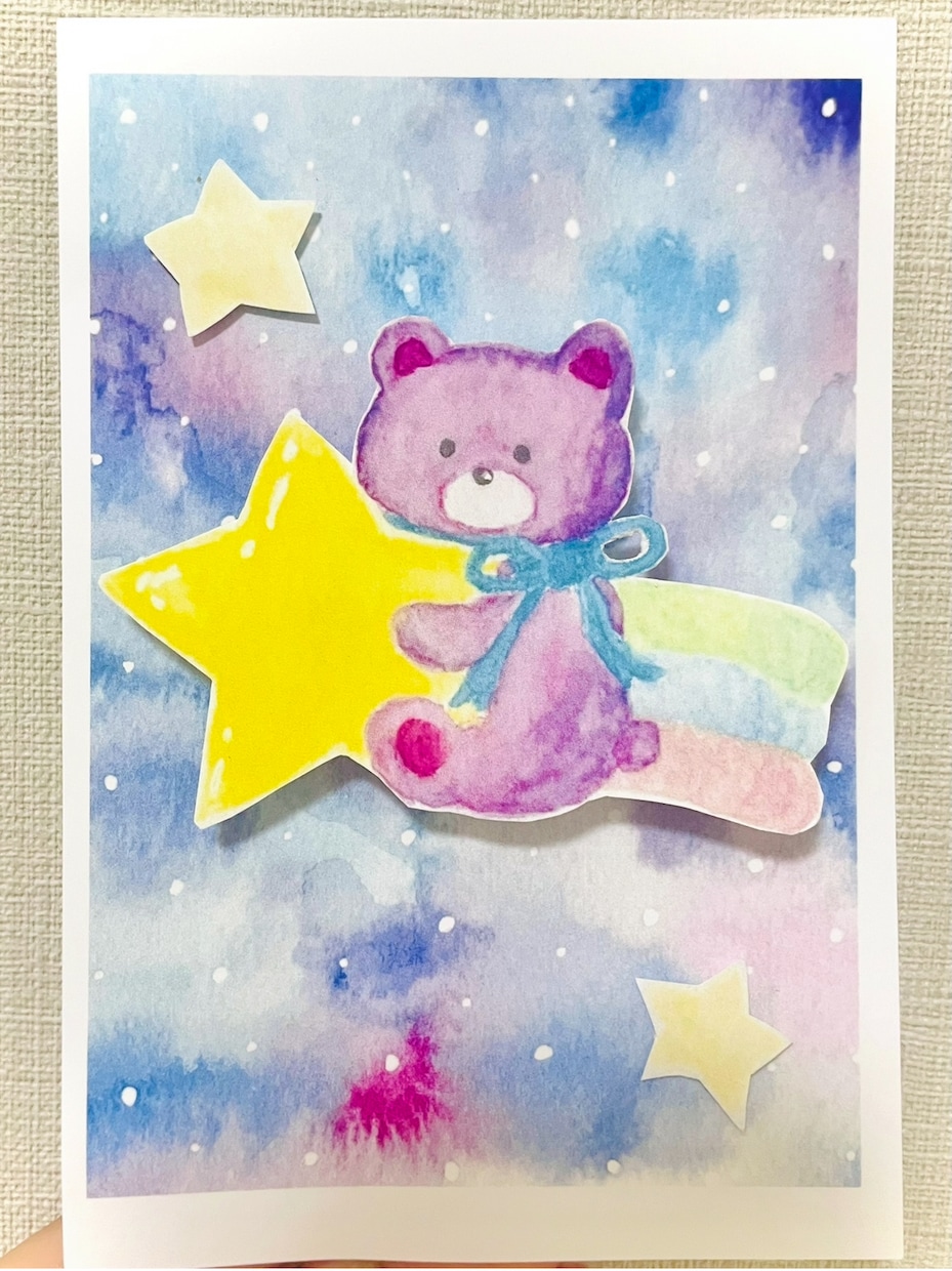 水彩タッチイラストの浮き出たカードを制作します 立体感のある浮き出たカードを水彩タッチイラストで作成します イメージ1