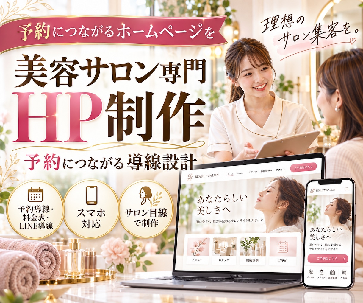 美容サロン専門のHPを制作します 予約につながるサロン向けHPを制作します イメージ1