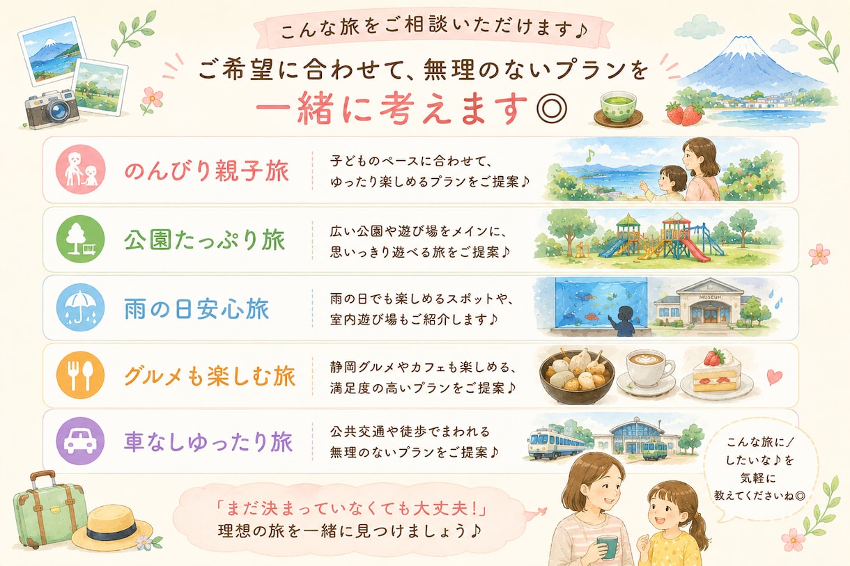 静岡の子連れ旅行プラン作成します ママ友感覚でご相談ください♪旅のしおりプレゼント中！ イメージ4