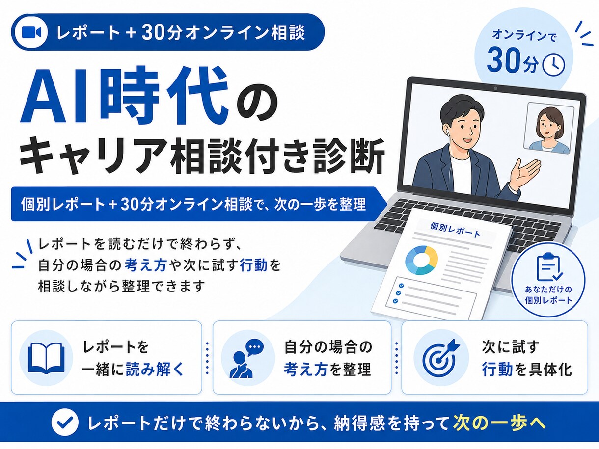 AIで変わる仕事と次の行動を相談できます レポートと30分相談でAI時代の次の行動を整理 イメージ1