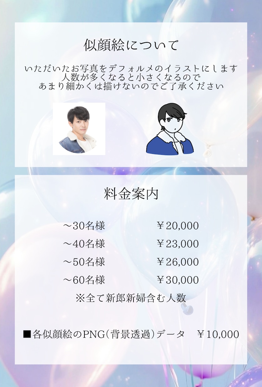 かわいいゲストの似顔絵入り結婚証明書を作成します ウェルカムスペースに飾れる！ゲストと作り上げる結婚証明書♫ イメージ2