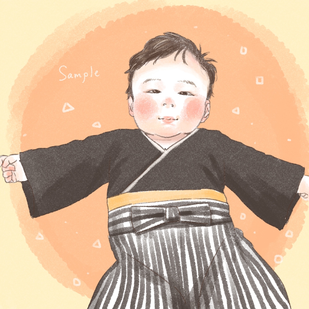 節目の記念に。お子さんの和服似顔絵を描きます 【3名様限定モニター価格】お写真を元に、温かみを添えて。 イメージ3
