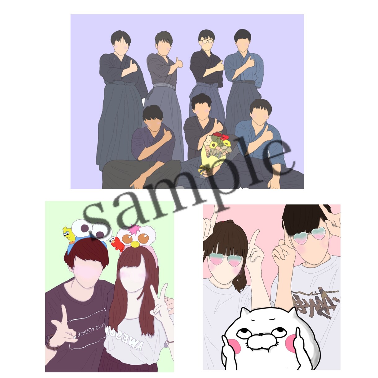 あなたの思い出の写真をかわいいイラストにします (✿´꒳`)ﾉ【アイコンや記念などにいかがですか？+.*】 イメージ1