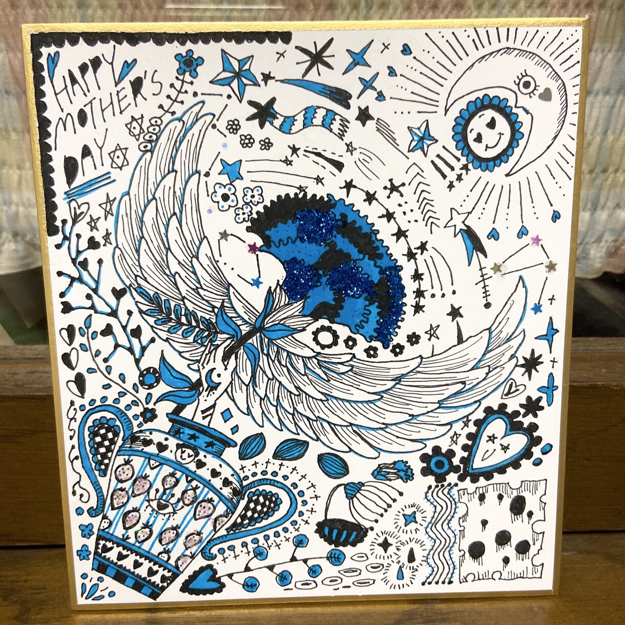 記念日プレゼントやインテリアに相応しい絵を描きます カラー+ホログラムやグリッターで華やかさと立体感を！ イメージ2