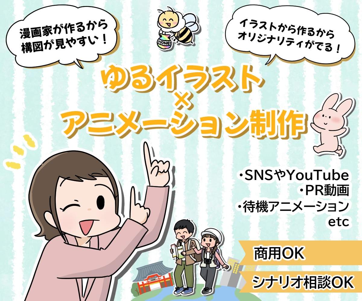 受賞歴あり！ゆるかわいいショートアニメを制作します イラスト付きで納品も可！SNSやPRに幅広くご利用頂けます イメージ1