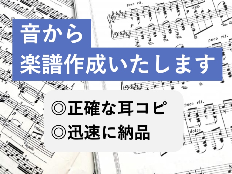 音から耳コピ　読みやすくきれいな楽譜を作成します 正確・迅速に採譜／ピアノ編曲OK イメージ1