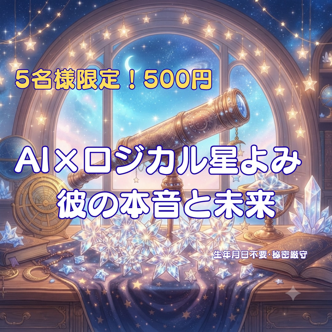AIロジカル星よみ◆彼の本音と未来占います 主観ゼロ！AI星読みで彼の本音とスピード進展を明かします イメージ1
