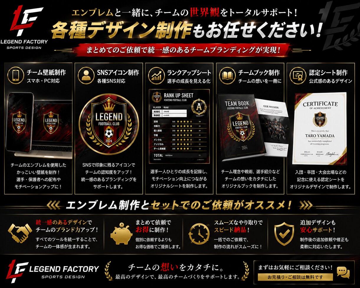 サッカー・フットサルチームのエンブレムを制作します チームの想い・理念を形にしたオリジナルエンブレムを制作します イメージ5