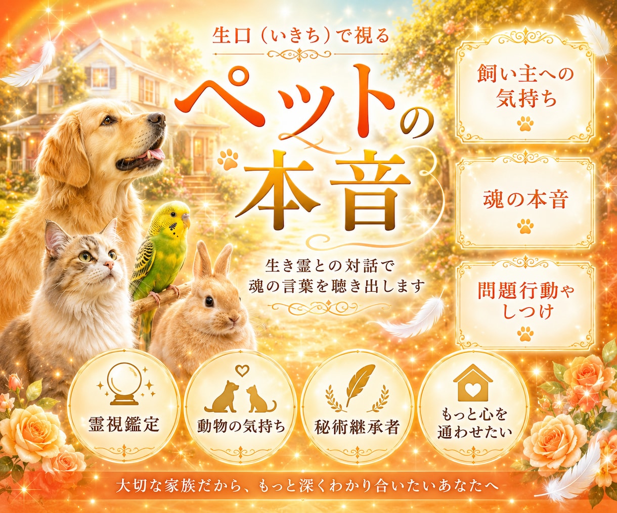生口秘術＜家族特化＞大切なご家族の本音を視ます 大切な家族の生霊から魂の言葉を聴く宿命好転の霊視鑑定 イメージ1