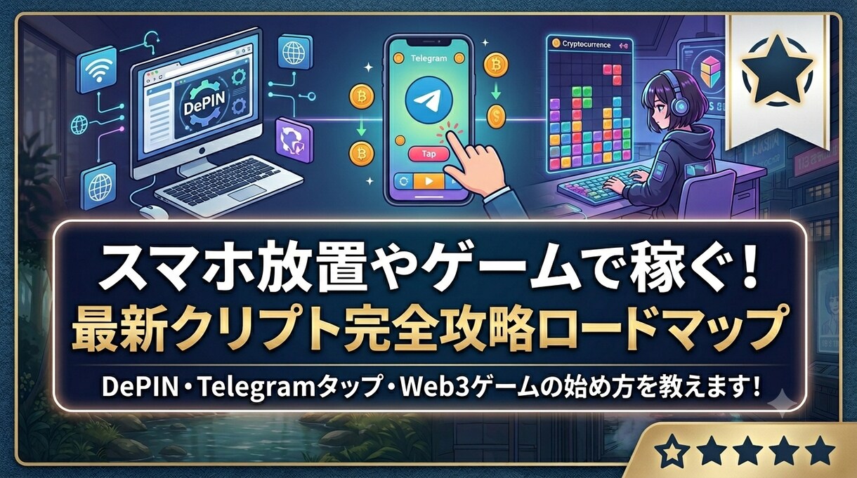 知識や経験は不必要！スマホ放置やゲームで稼げます 最新クリプト・DePIN副業完全攻略ロードマップ イメージ1