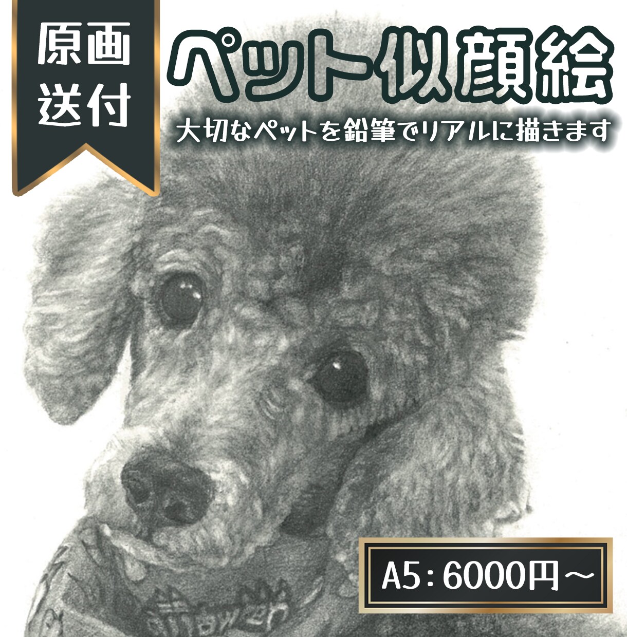 写真を元に、ペットちゃんを鉛筆で細密デッサンします リアル鉛筆画・ペットアート・原画郵送・インテリア・贈り物 イメージ1